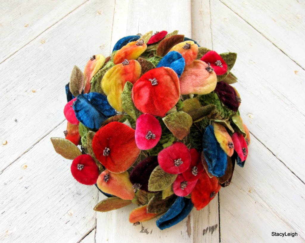 RESERVED for Manuela Fruit Cocktail Velvet Milliner Hat Pristine Condition
