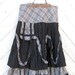 Black Crinkle Skirt with Plaid Wool and Pocket Bag Size Medium to Large