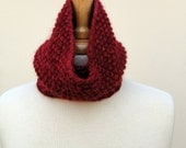 Lightweight Cowl Scarf Knitted Unisex Soft Red Baby Alpaca Neckwarmer