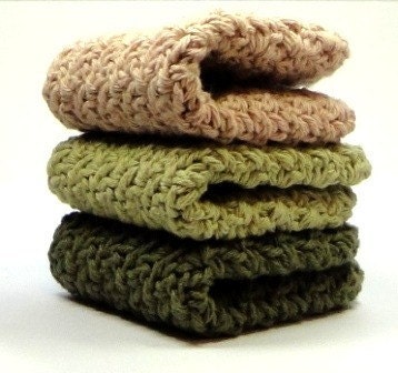 Soft Forest Crochet Washcloths Cotton Crocheted Dishcloths