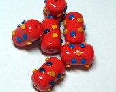 Handmade Polymer Clay Beads Tangerine Tubes with Raised Dots