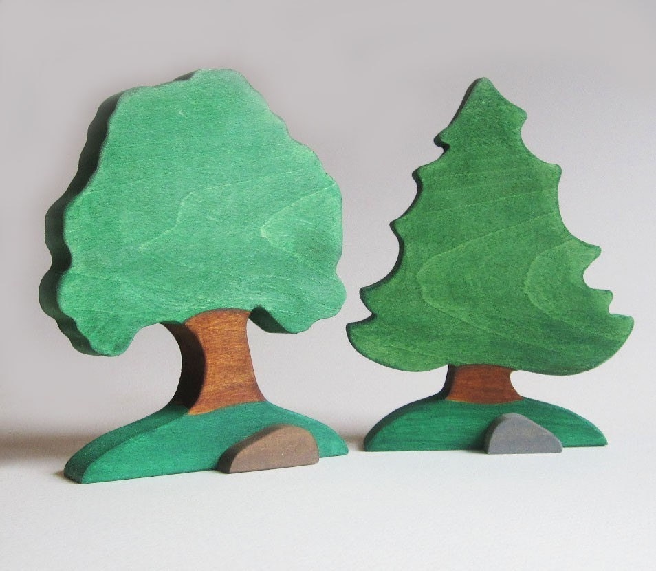Two Wooden Trees- Nature Table- Eco-friendly- Waldorf Toy
