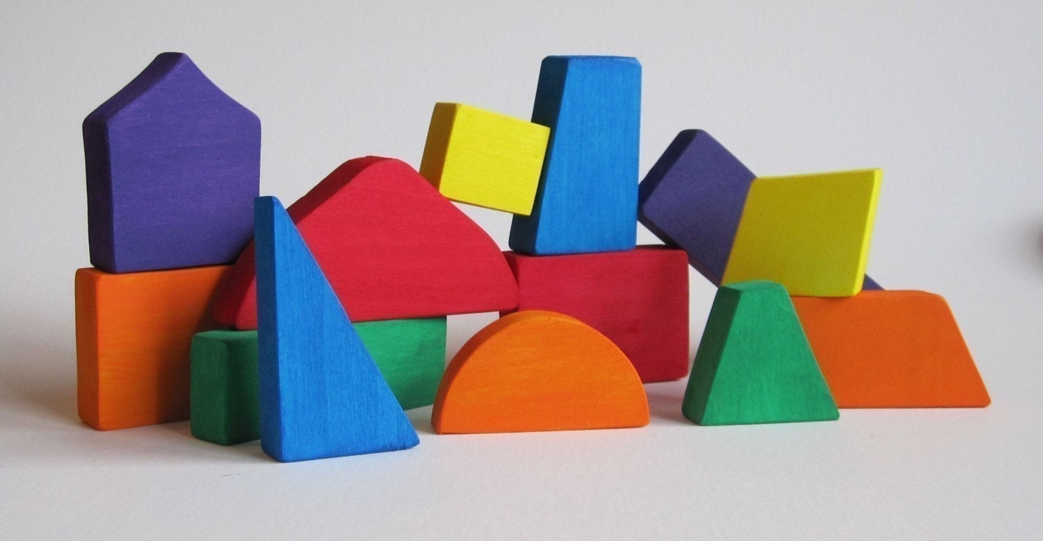 Multi-colored Natural Wooden Blocks- Eco friendly Toys- Imagination Kids