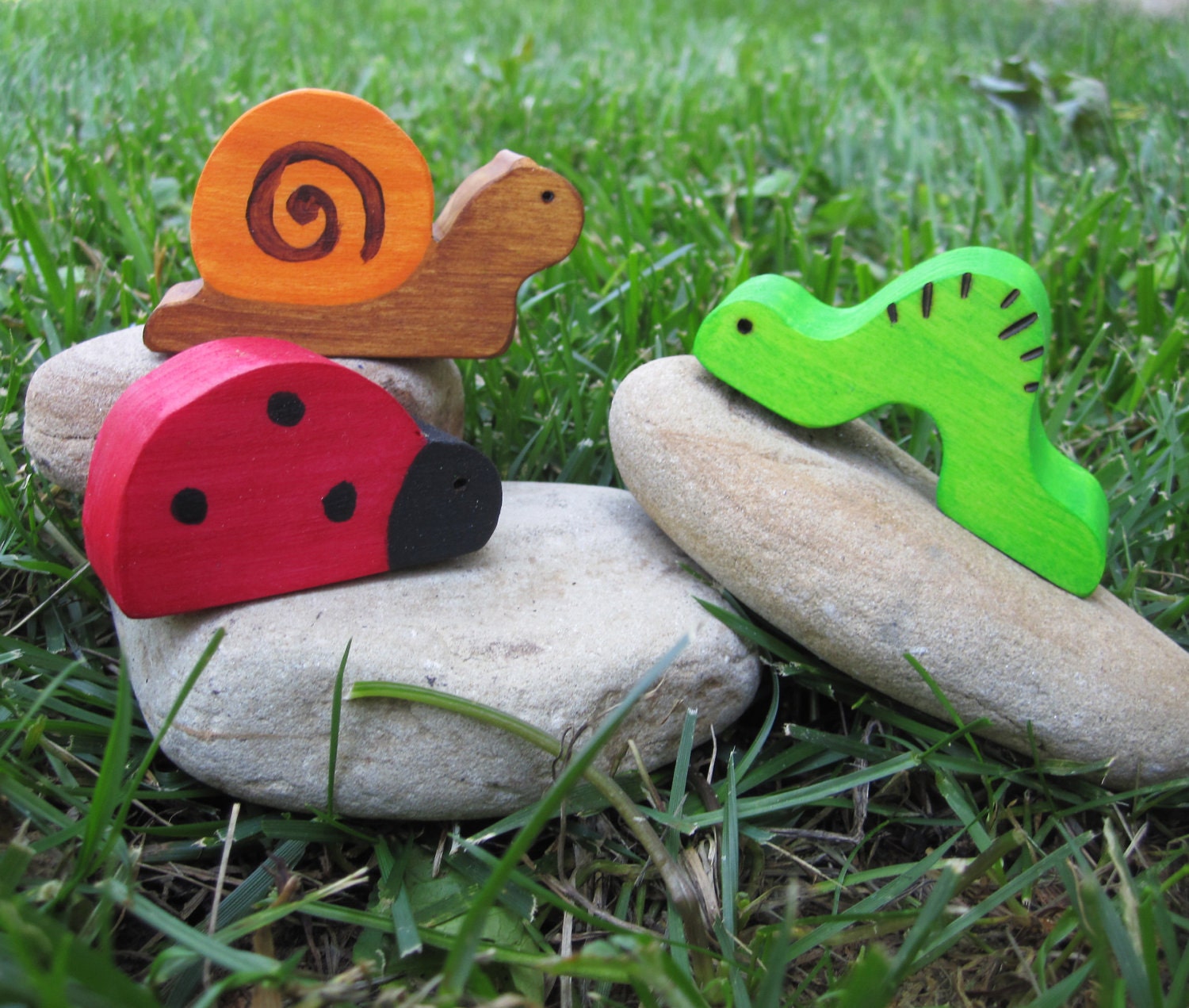 Wooden Bug Trio- Waldorf Toy- Natural Eco-Friendly