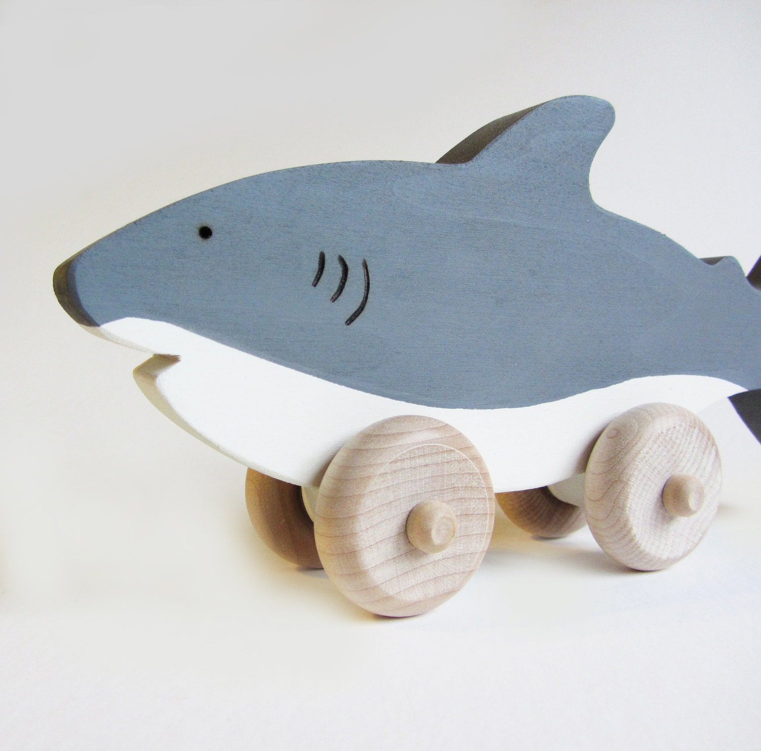 Wooden Shark Push Toy- Eco Friendly Waldorf