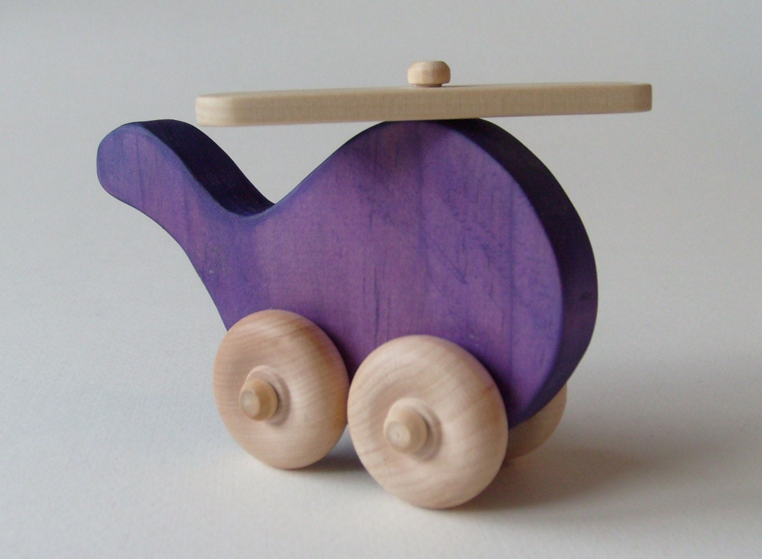 Wooden Toy Set- Helicopter Car Airplane- Natural Waldof Push Toy