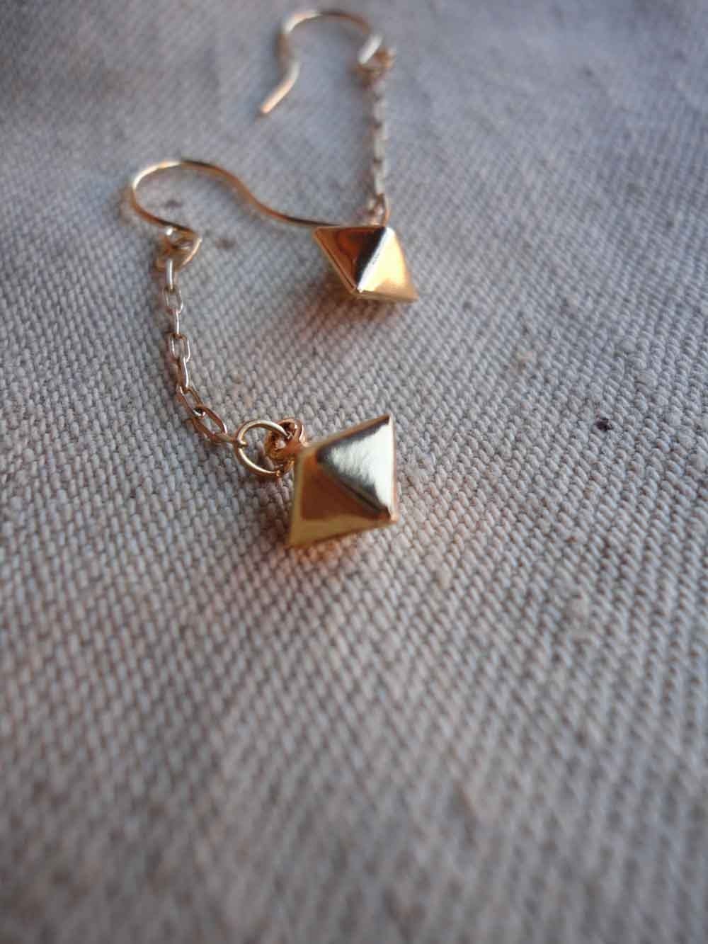 golden octahedron earrings