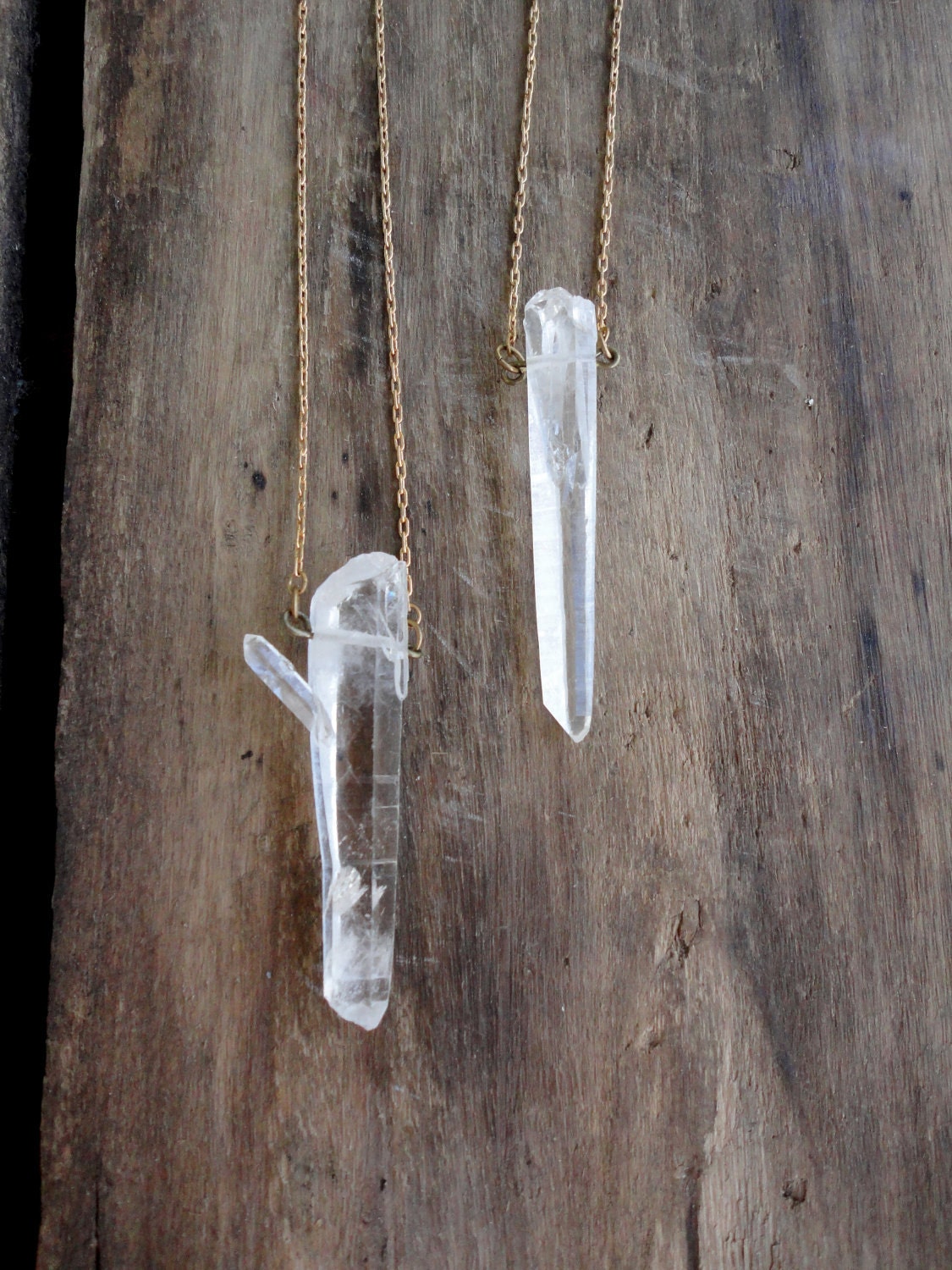 quartz on a brass chain