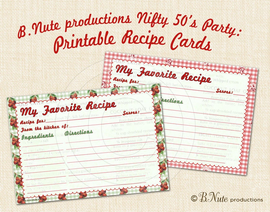 retro recipe cards