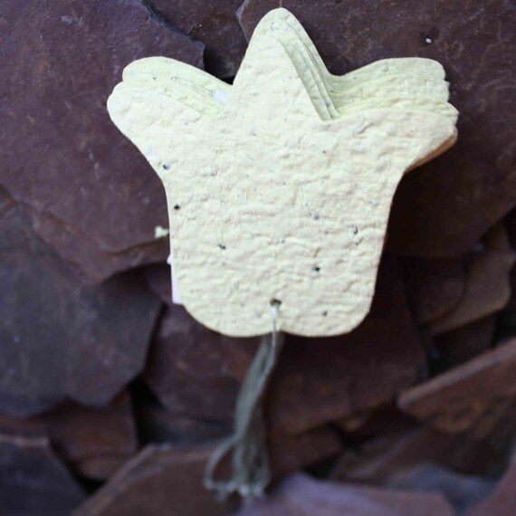 10 Plantable Tulip Favor Tags w/ Forget Me Not Seed Paper 100 percent donation to Red Cross for Haiti