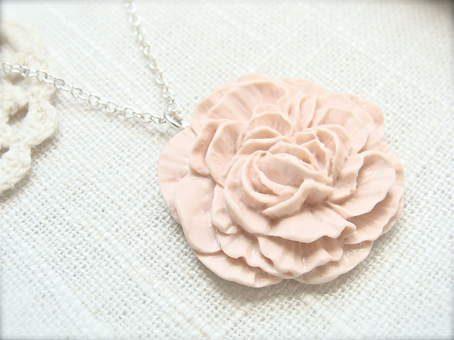 Shabby chic pink mum necklace.