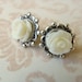 Cream Roses.  Antique Silver Post Earrings