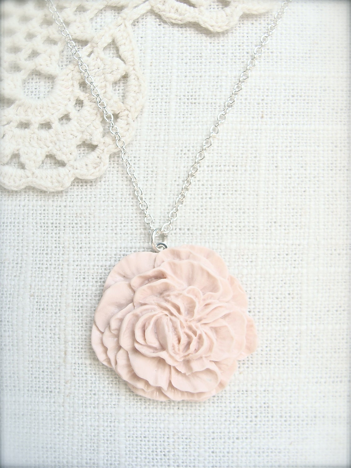 Shabby chic pink mum necklace.