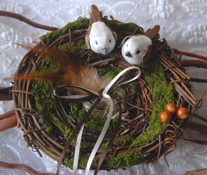 Fantastical Forest Collection - Fall Edition Ring Bearer Nest with Birds, Berries  and Feathers