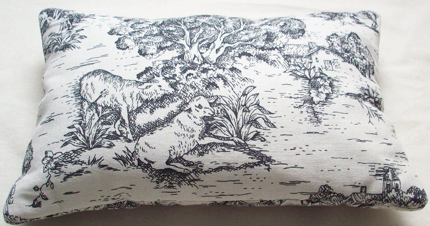 Travel Pillow Buckwheat Neck Roll - Black and Ivory Toile - Home Decor