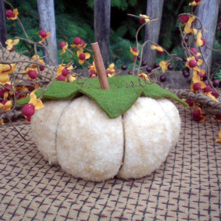 Mini White Primitive Shabby Chic Fall And Halloween Pumpkin
