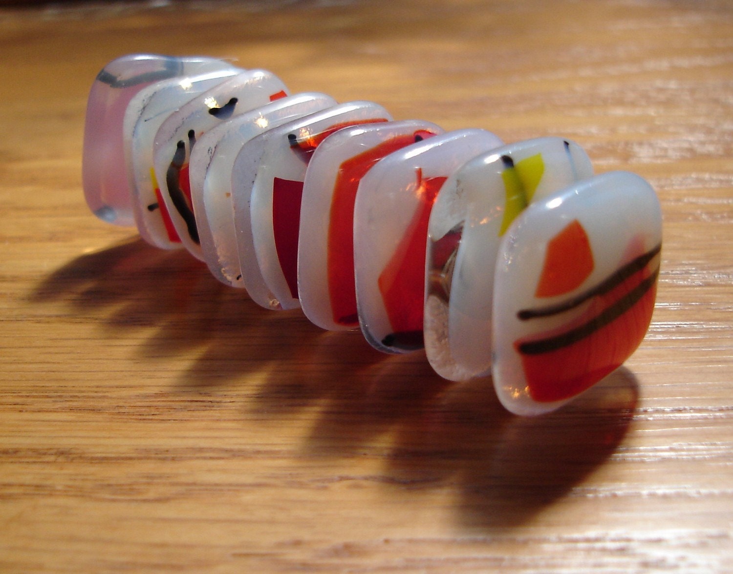 Falling Leaf Fused Glass Strong Magnets (Set of 9 with tin)