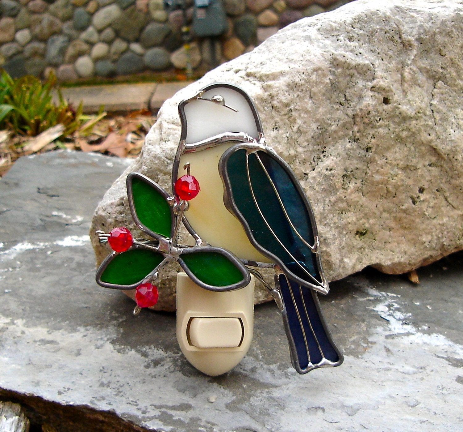 Chickadee Stained Glass Nightlight