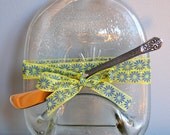 Embossed Clear Slumped Bottle Spoon Rest or Cheese Plate