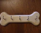 5 Hook Leash and Collar Holder - Bone Shaped
