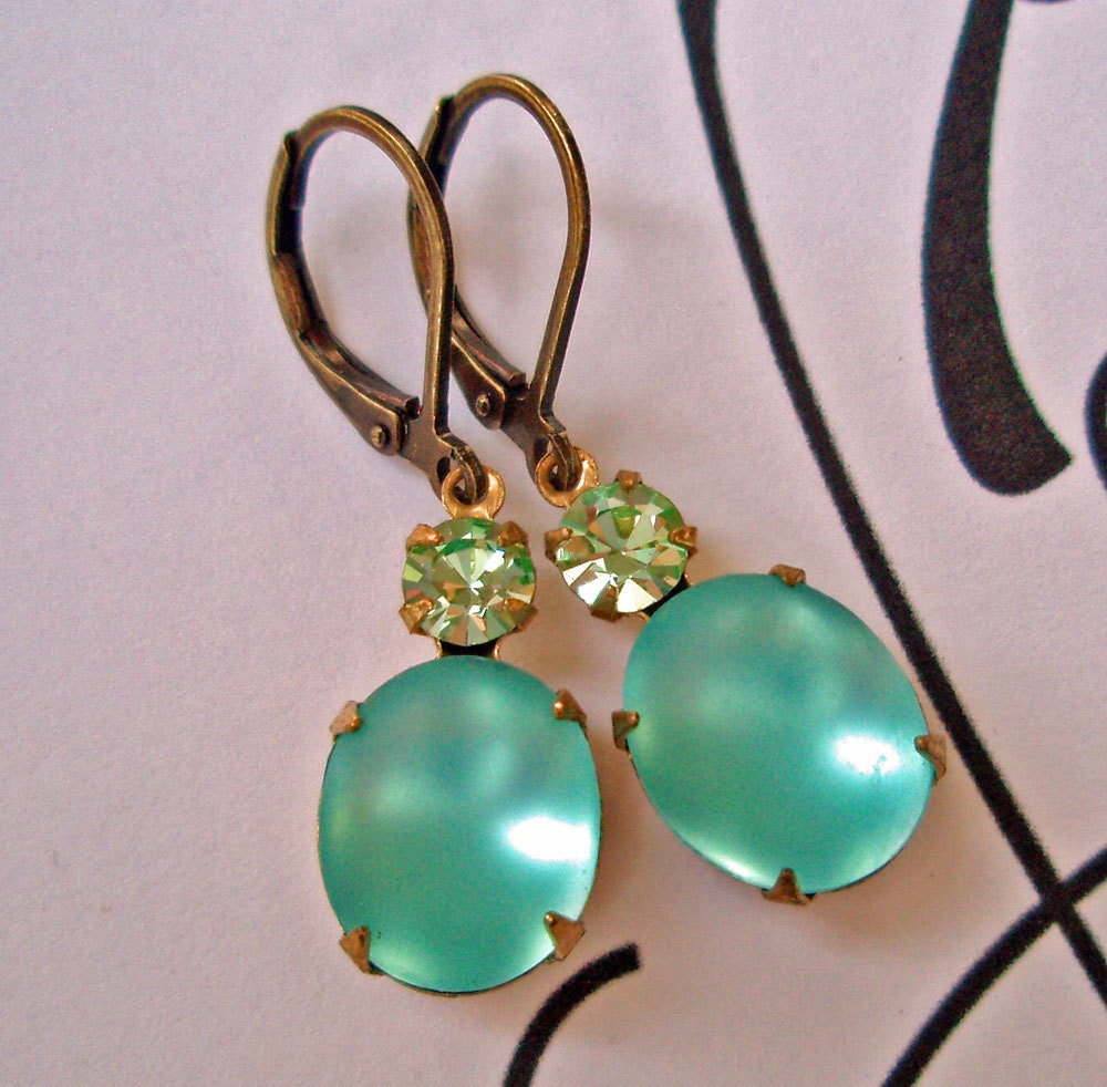 Memorial Day SALE 15% Off Bridesmaids Jewelry Aqua Earrings Vintage Beach Wedding Bridal Party Accessories ARIEL