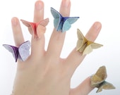 Silk Origami Butterfly Adjustable Ring Custom Made from 100 Colors of Silk Fall Pantone Colors Featured SMALL SIZE