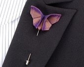 Custom Boutonniere Silk Origami Butterfly Wedding GROUP DISCOUNT AVAILABLE Dark Purple Mocha Violet Stick Pin Corsage Buttonhole 100 Colors