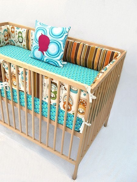 Vintage Style Crib Bumper Set , Bumper Guards , Bumper Pads , Crib Bedding Noogie Nesting Dolls