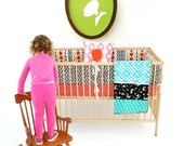 Vintage Style Crib Bumper Set , Bumper Guards , Bumper Pads , Crib Bedding Granny Bug