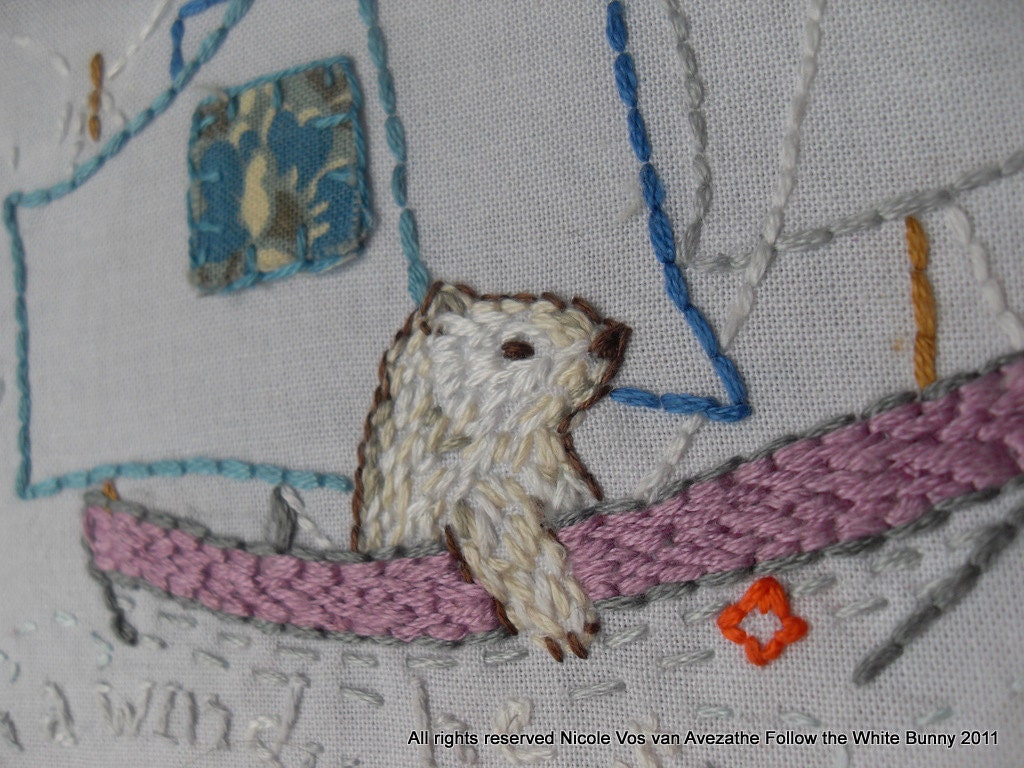 Sailing Polar Bear Hand Embroidery Pattern PDF