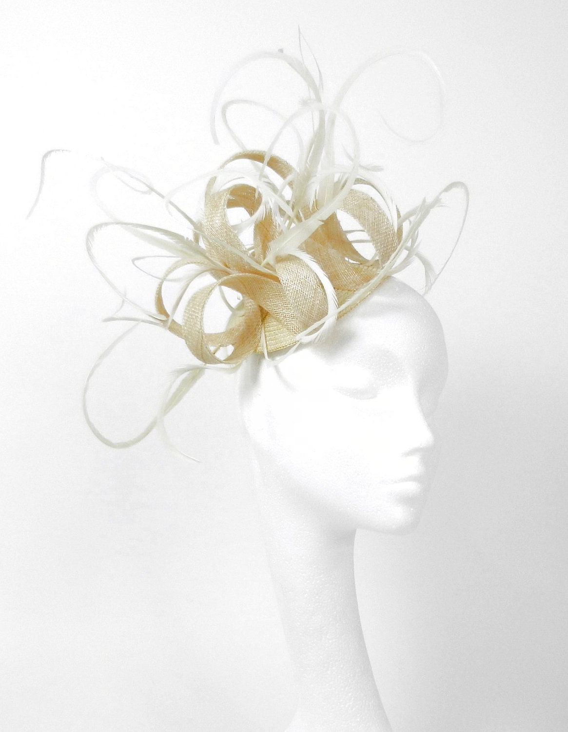 Cream  Fascinator Hat for Kentucky Derby, Weddings and Christmas Parties