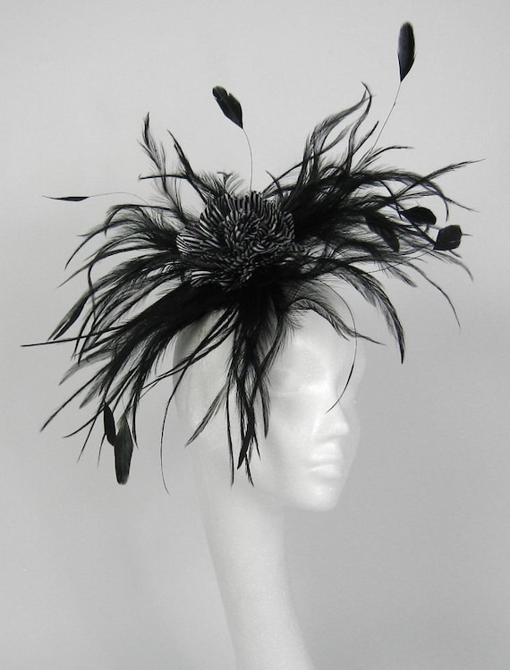 Black  Fascinator Hat for Kentucky Derby, Weddings and Christmas Parties