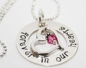 Forever in Our Hearts -- with Birthstones and Heart Outline Charm