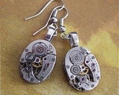 Almost Time  - Steampunk Earrings - Repurposed art