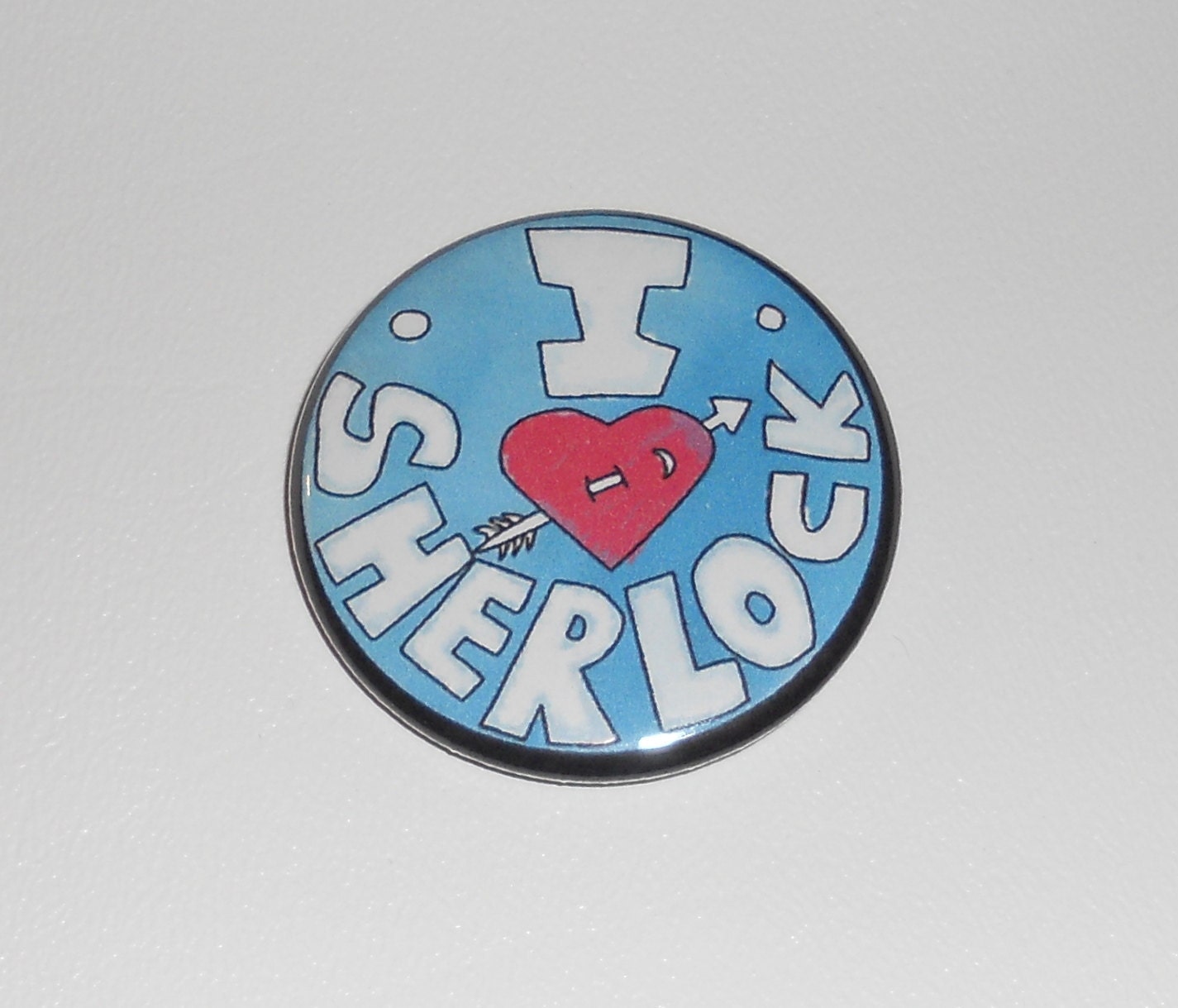 Kitty Riley's I Heart Sherlock Button