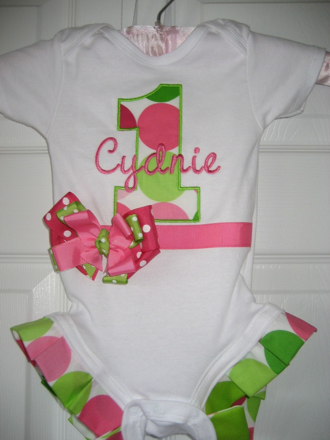 First birthday monogrammed one piece