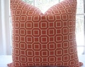 Both Sides  20x20----Decorative Designer Pillow Cover -Geometric -Tangerine Throw Pillow---Tangerine and Ivory