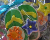 Custom Decorated Sugar Cookies - Flip Flops - 1 dozen cookies/6 favors