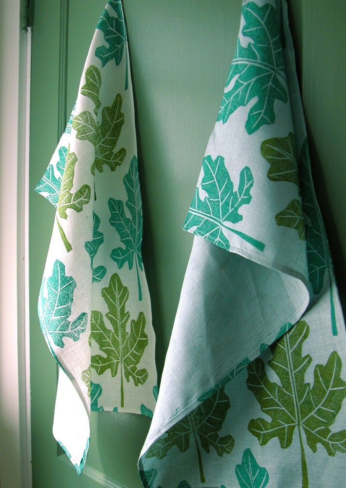 Fig Leaf Linen Tea Towels Set of 2