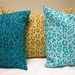 Leopard Peacock hand printed linen lumbar decorative pillow case