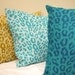 Leopard Peacock hand printed linen lumbar decorative pillow case