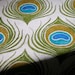 Hand Printed Peacock feather linen tea towel set of 3