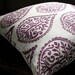 Deep Purple and White hand printed linen home decor pillow case