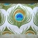 Olive Green and Turquoise Peacock Feather Linen Hand Printed Decorative Pillow Case