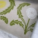 gray and olive green dandelion linen pillow