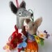Original needle felted  Slightly  Big Bad Wolf with Felt flowers