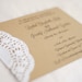 Custom Vintage Lace Doily Wedding Invitations with Typewriter Font - Save the Date - Baby or Bridal Shower - Engagement Party - Place Card