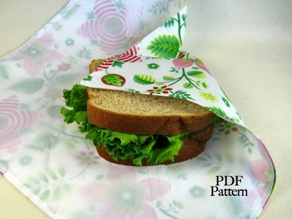 SandwichSleeve (Instant Download) PDF Pattern- make it TODAY- aGreenSleeve, Sandwich Wrap, Deli Wrap, Fat-Quarter Friendly