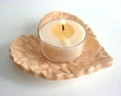 Wedding ring dish,  peach candle holder, Handmade ceramic pottery, Gift boxed