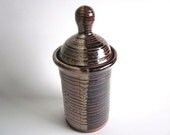 Fall Lidded Storage Jar Pot canister Handmade  ceramic pottery in  Earthy tones